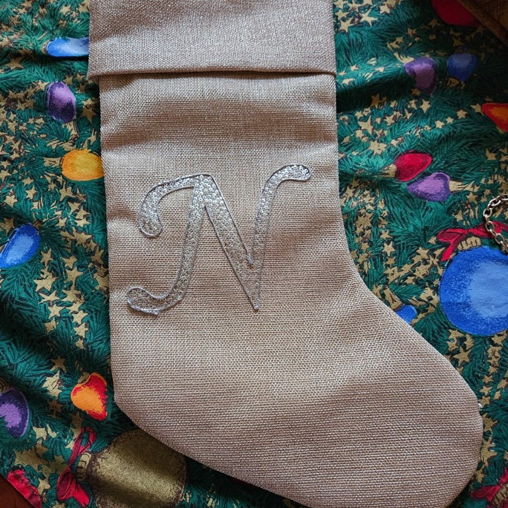 Sparkly Christmas Sock with 'N"